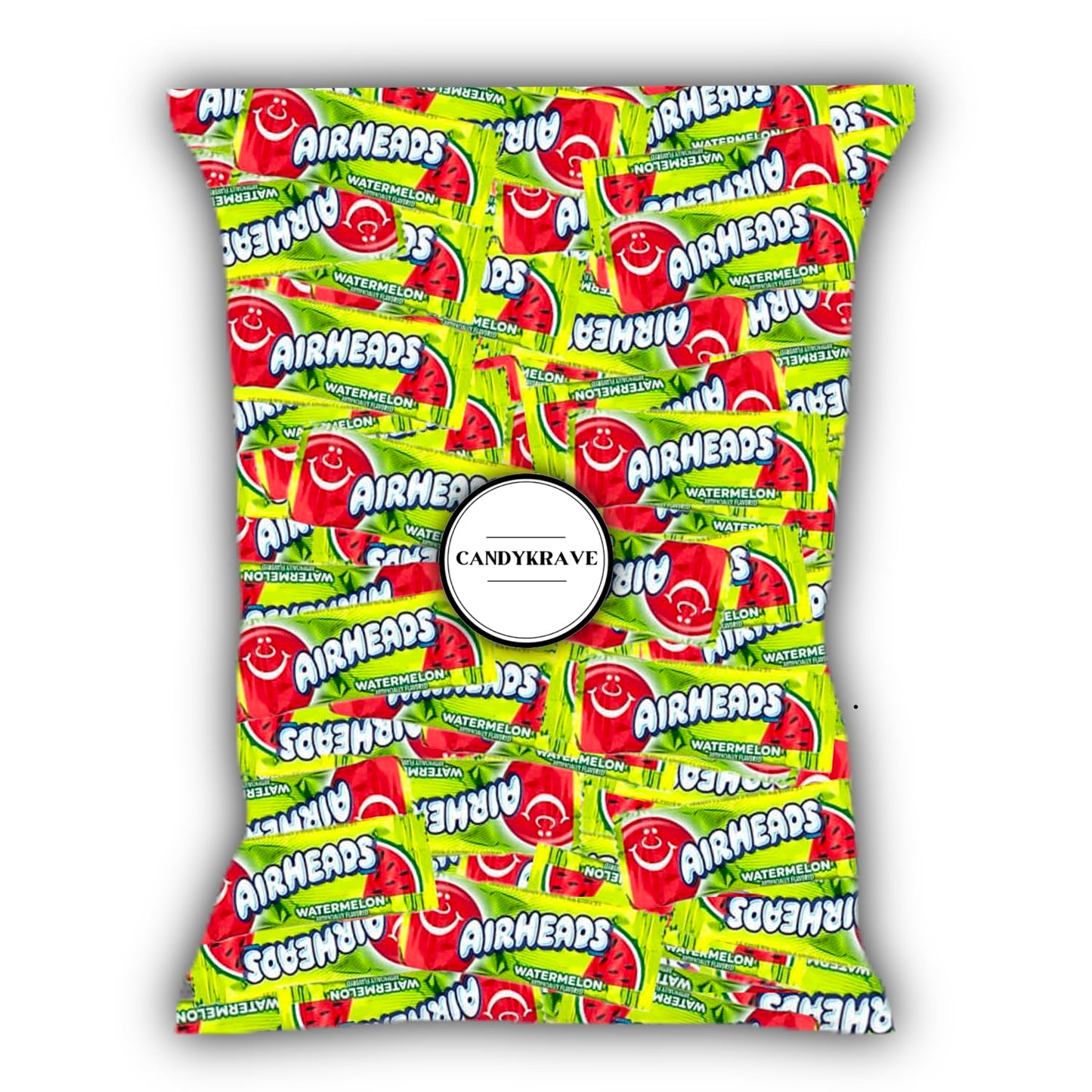 CandyKrave Airheads Candy Mini Bars, Watermelon Flavor, Chewy Taffy, Gluten Free, 2 lbs (80 Pieces), Individually Wrapped