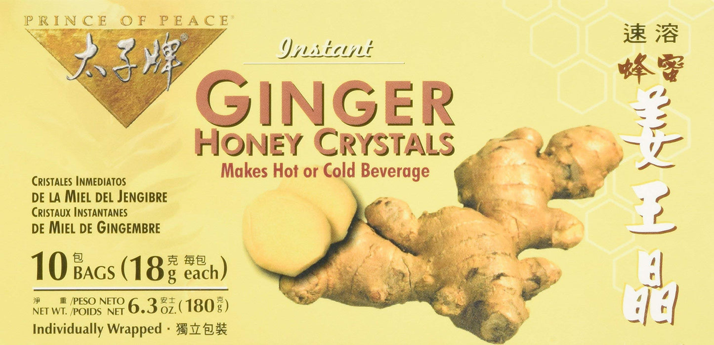 Prince Of Peace Ginger Honey Instant Crystal Tea - 10 Bags Per Pack - 6 Packs Per Case.