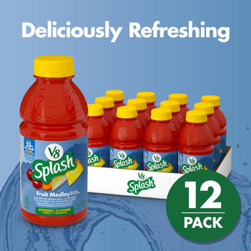 V8 Splash Fruit Medley Juice Beverage, 16 Fl Oz Bottle, Pack of 12