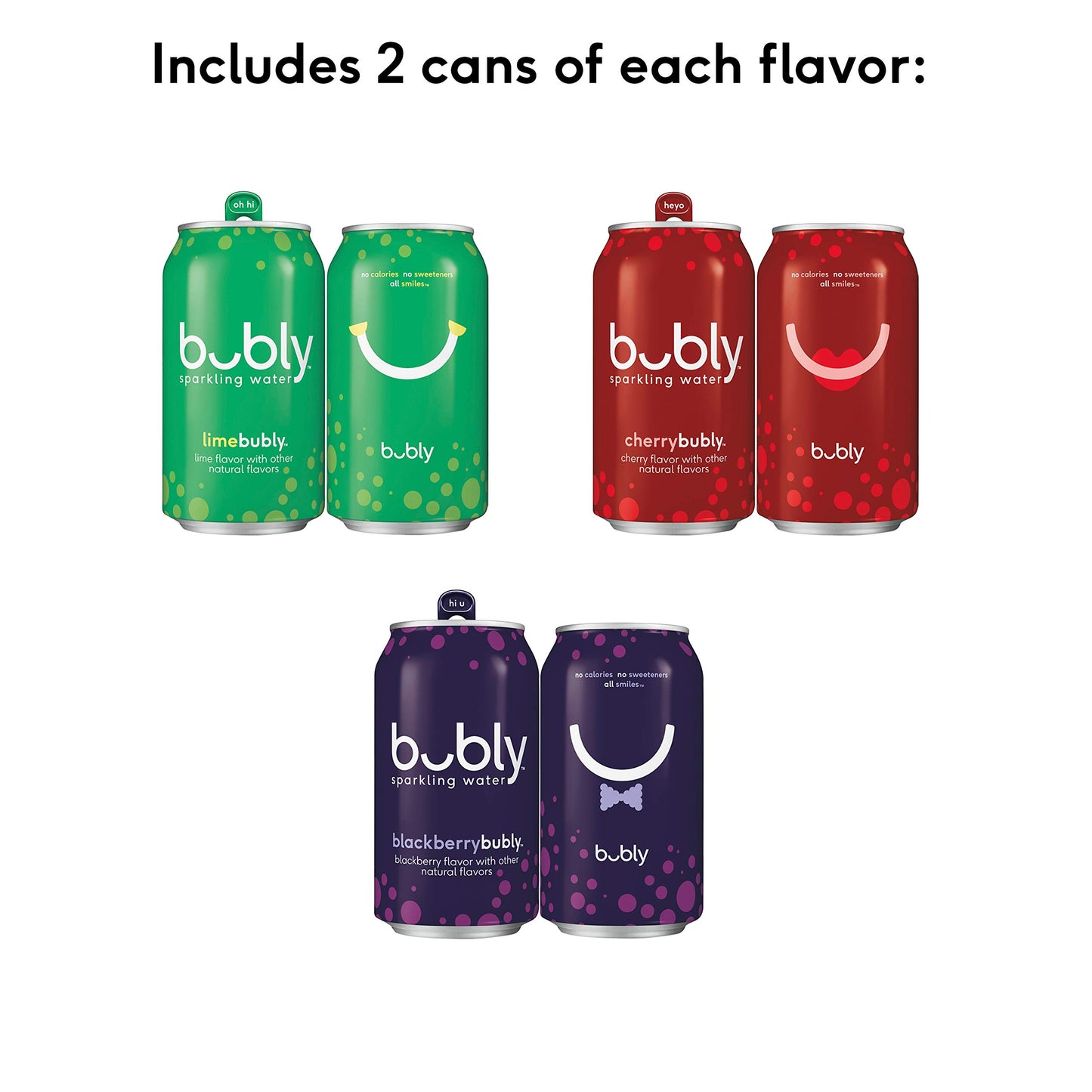 Bubly Sparkling Water 15 Flavor Sampler, 12 fl oz Cans, Blue, 18 Pack