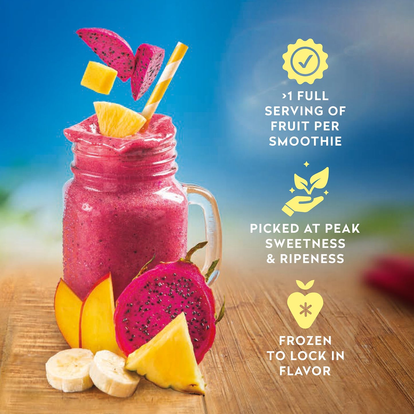 Dole Dream with Dragon Fruit Smoothie Kit - Frozen Crafted Smoothie Blend for Metabolism Support - Includes 4 Pre-Measured Bags