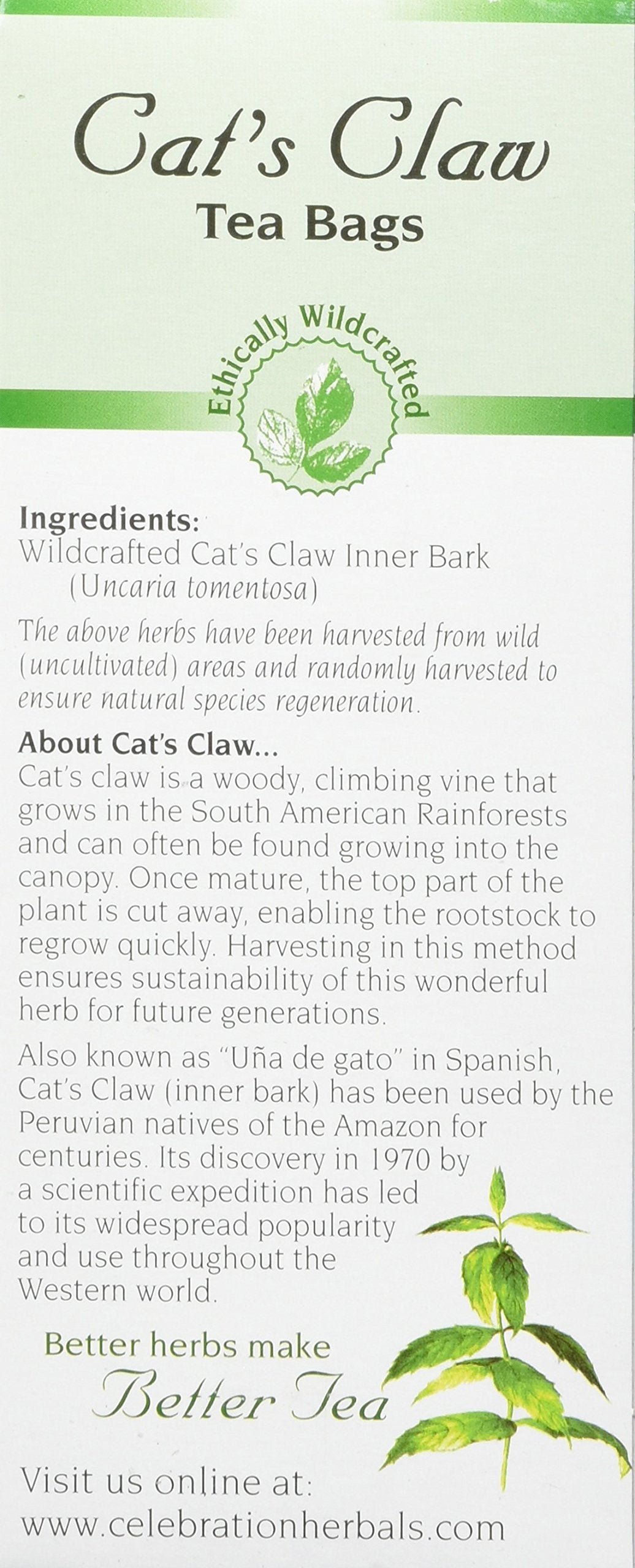 Celebration Herbals Cat'S Claw Inner Bark Tea Bags Wc 24 Count