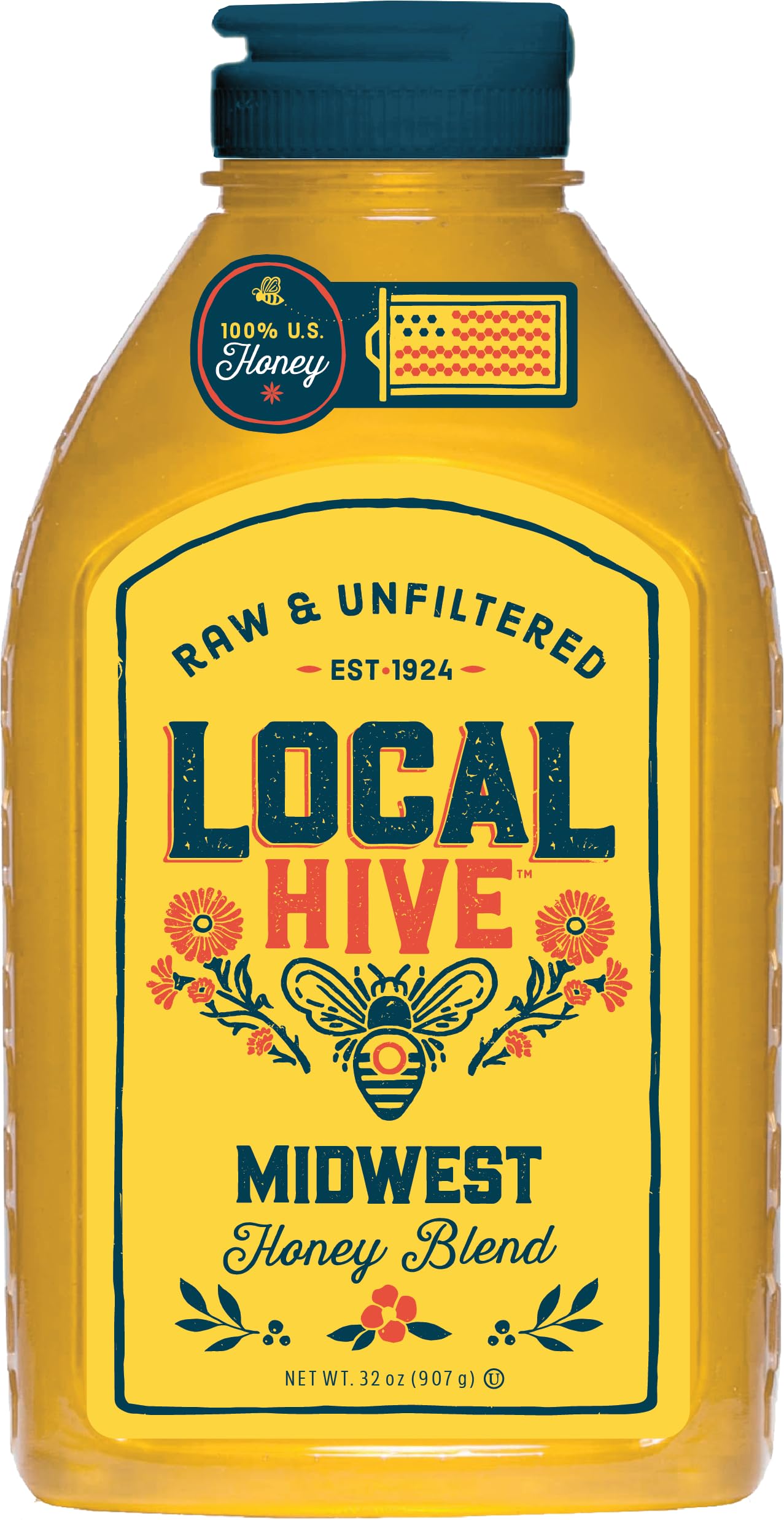 Local Hive Midwest Raw Unfiltered Honey 32Oz. 100% Us Honey Sourced From American Bees And Beekeepers.