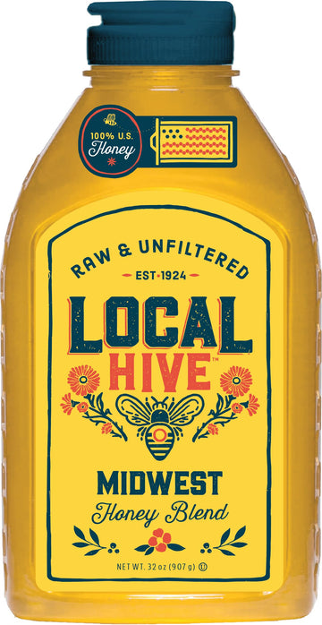 Local Hive Midwest Raw Unfiltered Honey 32Oz. 100% Us Honey Sourced From American Bees And Beekeepers.