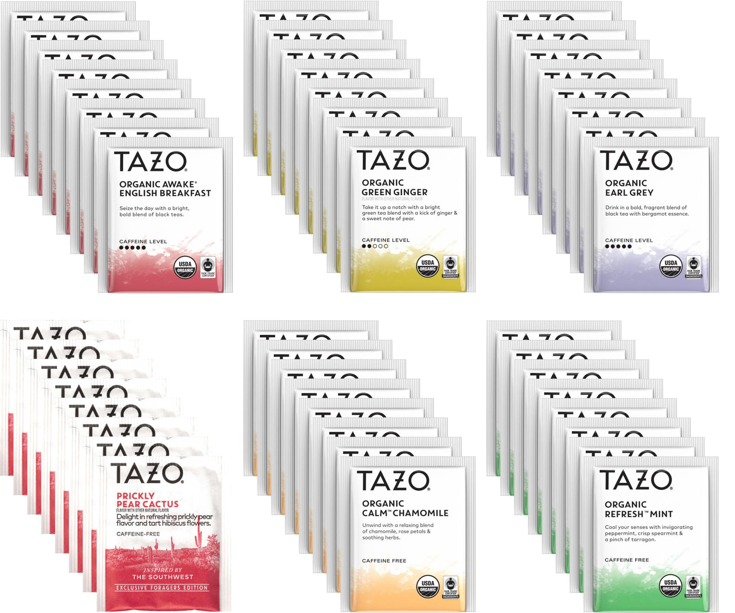 TAZO Tea Bags Sampler, 48 Count Gift Box, 6 Flavors, 8 Bags Each
