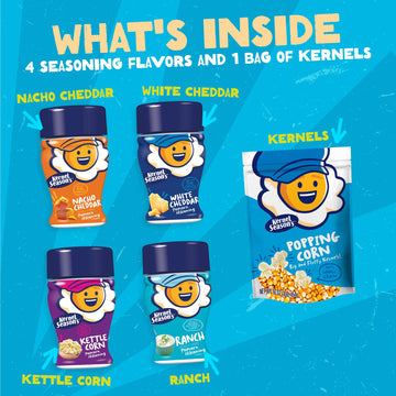 Kernel Seasons Movie Night Supplies, Popcorn and Seasoning Party Pack, 4 Flavor Variety Pack