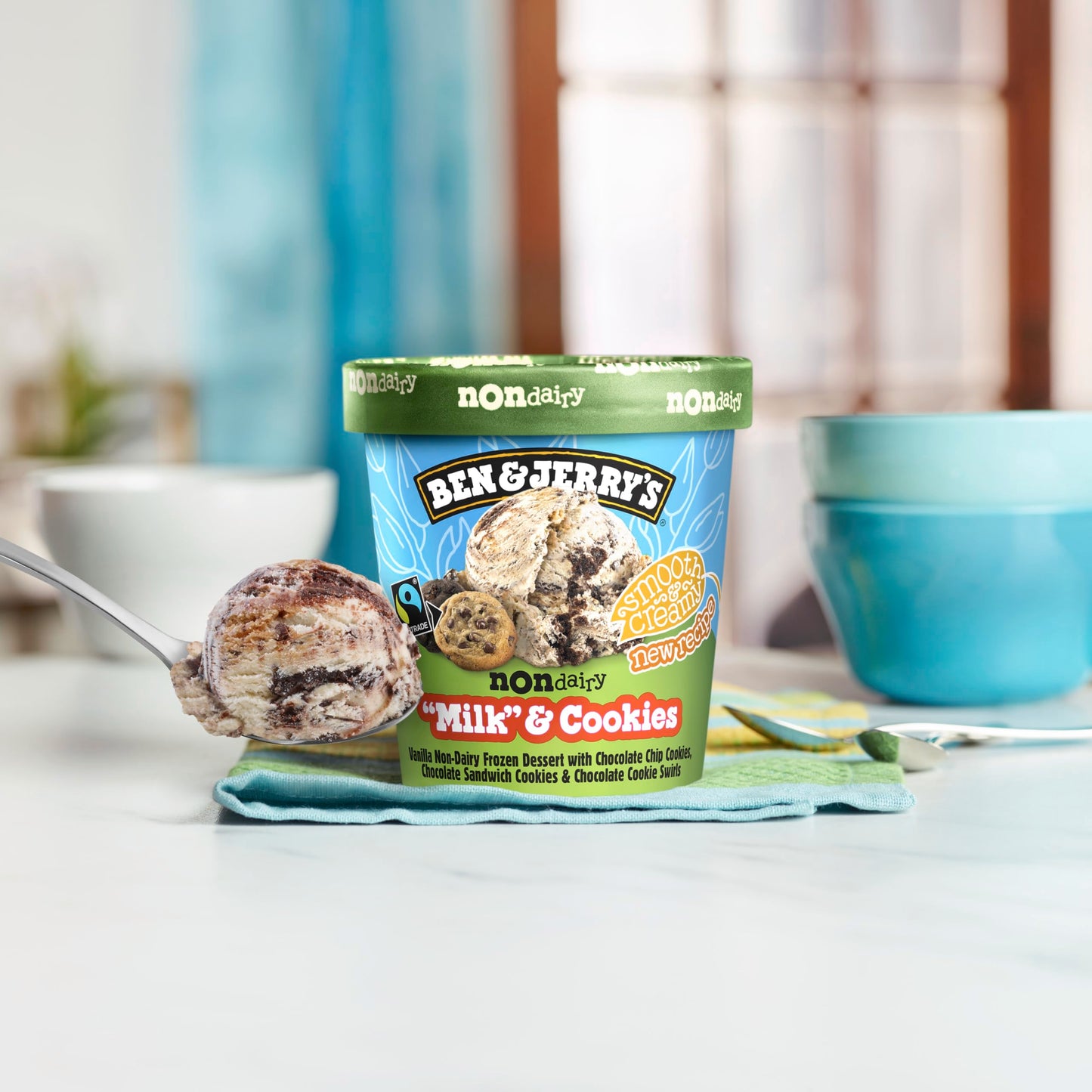Ben & Jerrys Non-Dairy Milk & Cookies Vanilla Frozen Dessert Certified Vegan Pint 16 oz