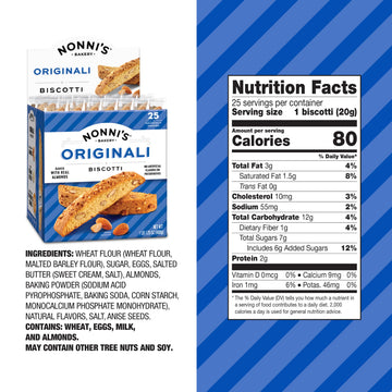 Nonnis Almond Biscotti Cookies - Individually Wrapped - 4-Pack (69 oz) - Kosher - Baked with Anise & Almonds