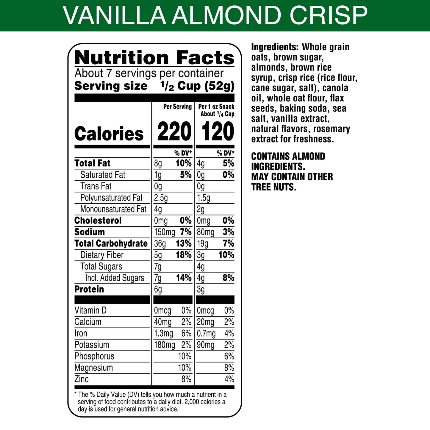 Bear Naked Fit Granola Cereal, Vegan, Breakfast Snacks, Vanilla Almond, 12Oz Bag (1 Bag)