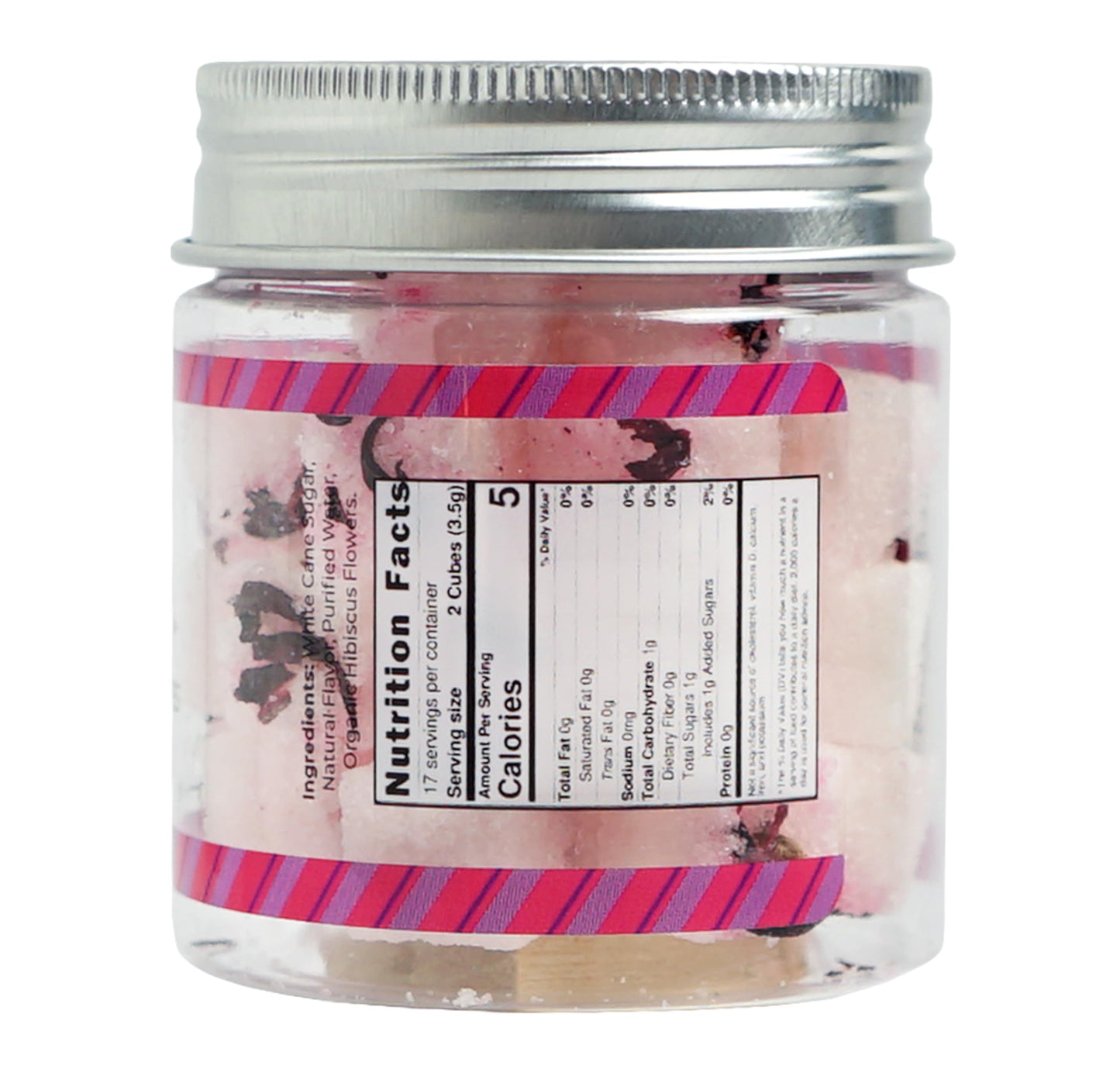 Bear Necessities Gourmet Hibiscus Infused Sugar Cubes - Handcrafted Pure Cane Sugar - 70g Jar - Perfect for Tea & Cocktails
