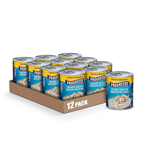 Progresso Rich & Hearty, Creamy Roasted Chicken Wild Rice Canned Soup, Gluten Free, 18.5 Oz. (Pack Of 12)