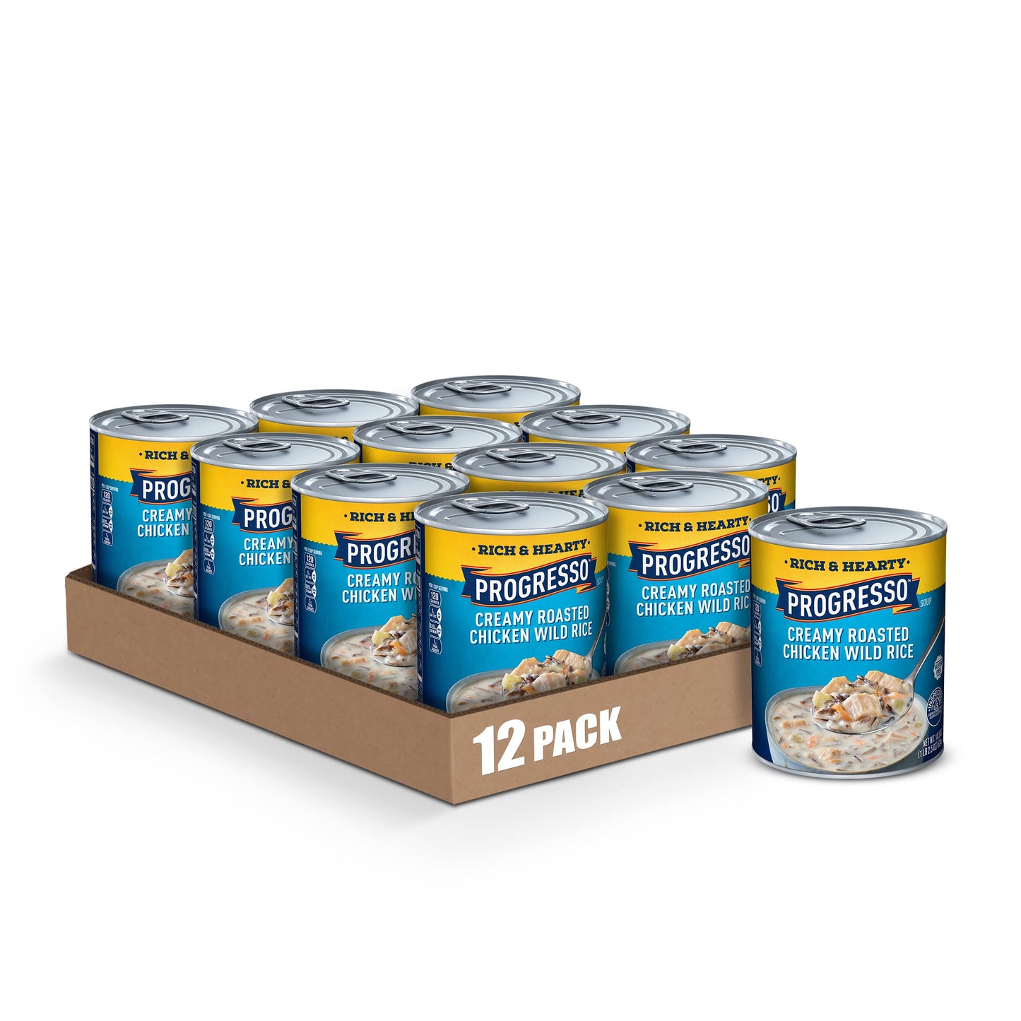 Progresso Rich & Hearty, Creamy Roasted Chicken Wild Rice Canned Soup, Gluten Free, 18.5 Oz. (Pack Of 12)