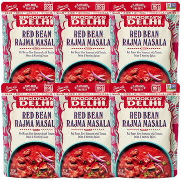 Brooklyn Delhi Red Bean Rajma Masala Pouches - Ready to Eat, Protein-Rich, Microwavable Entree, Ready in 90 Seconds - Vegan, Glu