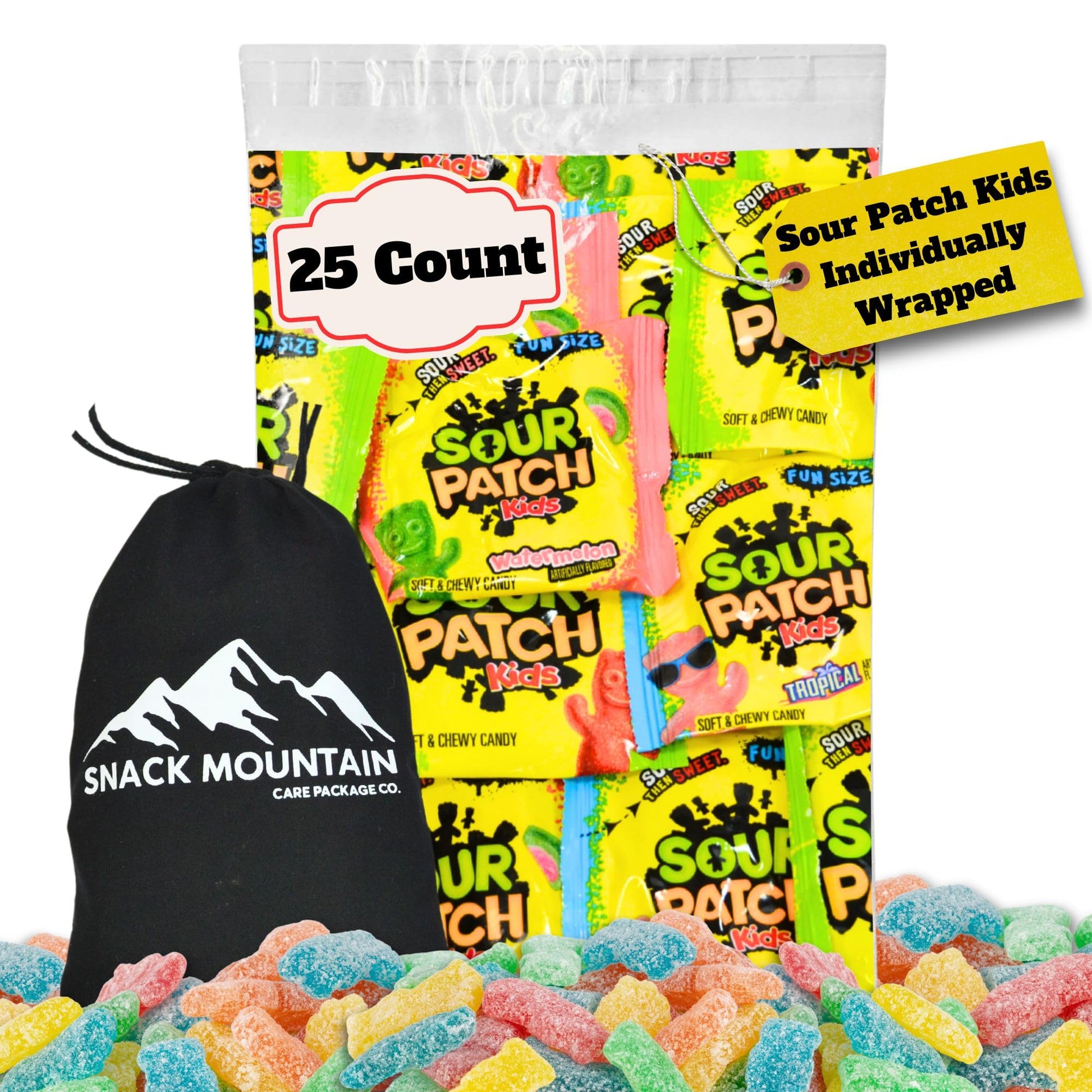 Snack Mountain Assortment Of Sour Patch Kids Treat Size (25 Packs) Original Tropical Watermelon