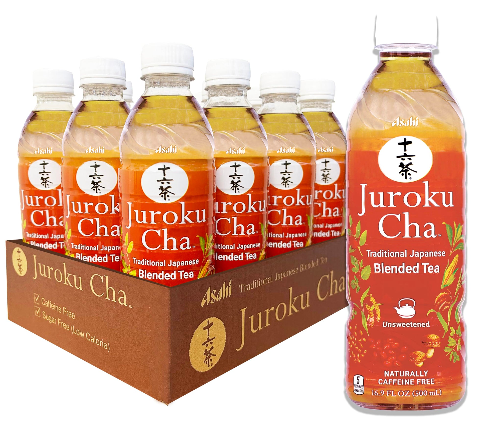 CALPICO Juroku Cha Japanese Tea, Unsweetened, Caffeine Free, 16.9 oz (12 Pack)