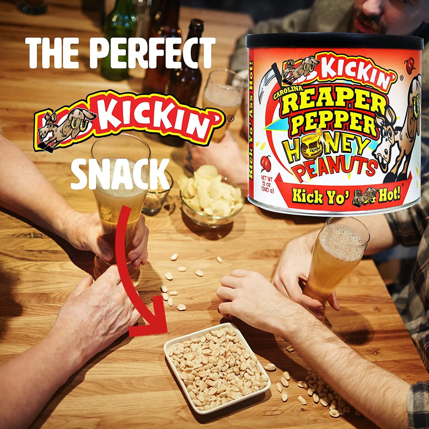 ASS KICKIN Spicy Hot Peanuts - Carolina Reaper Flavor - 12oz - Gourmet Snack - Pack of 1