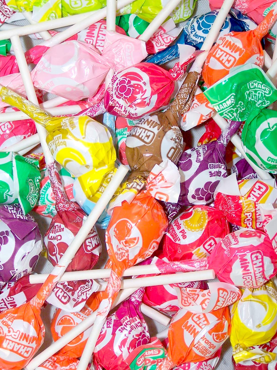 Blow Pops Charms Minipops Candy Lollipops, 18 Assorted Flavors, 75 Count Bag, Orange & Blue