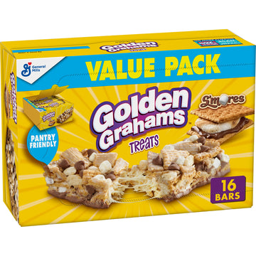 Golden Grahams Breakfast Cereal Treat Bars, S'Mores, Snack Bars, 16 Ct