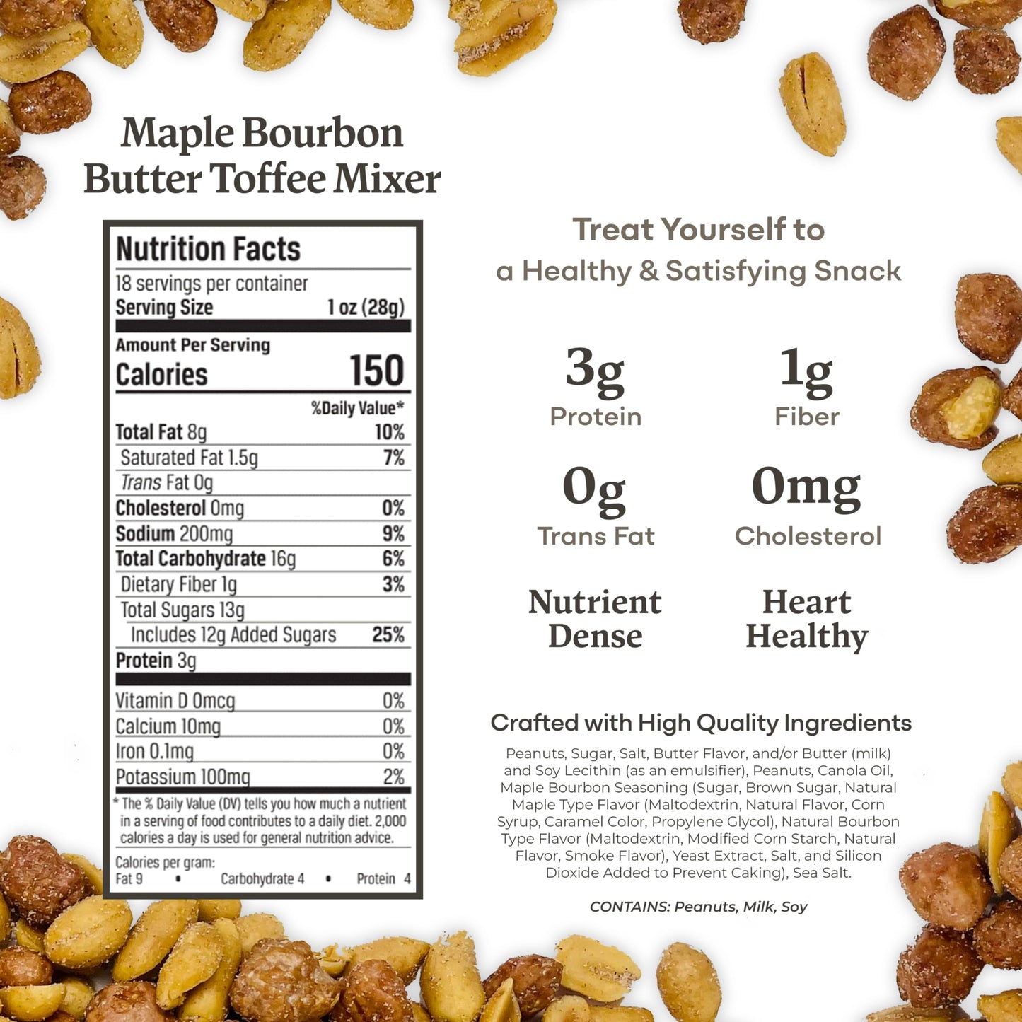 Belmont Peanuts Gourmet Maple spirit-inspired flavor Butter Toffee Mixer, 18 oz, Simple Ingredients, No Preservatives, Hand Seasoned