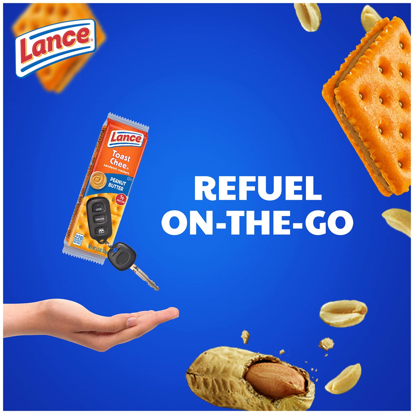 Lance Sandwich Crackers, Toastchee Peanut Butter, 20 Individually Wrapped Packs, 6 Sandwiches Each (Pack Of 6)