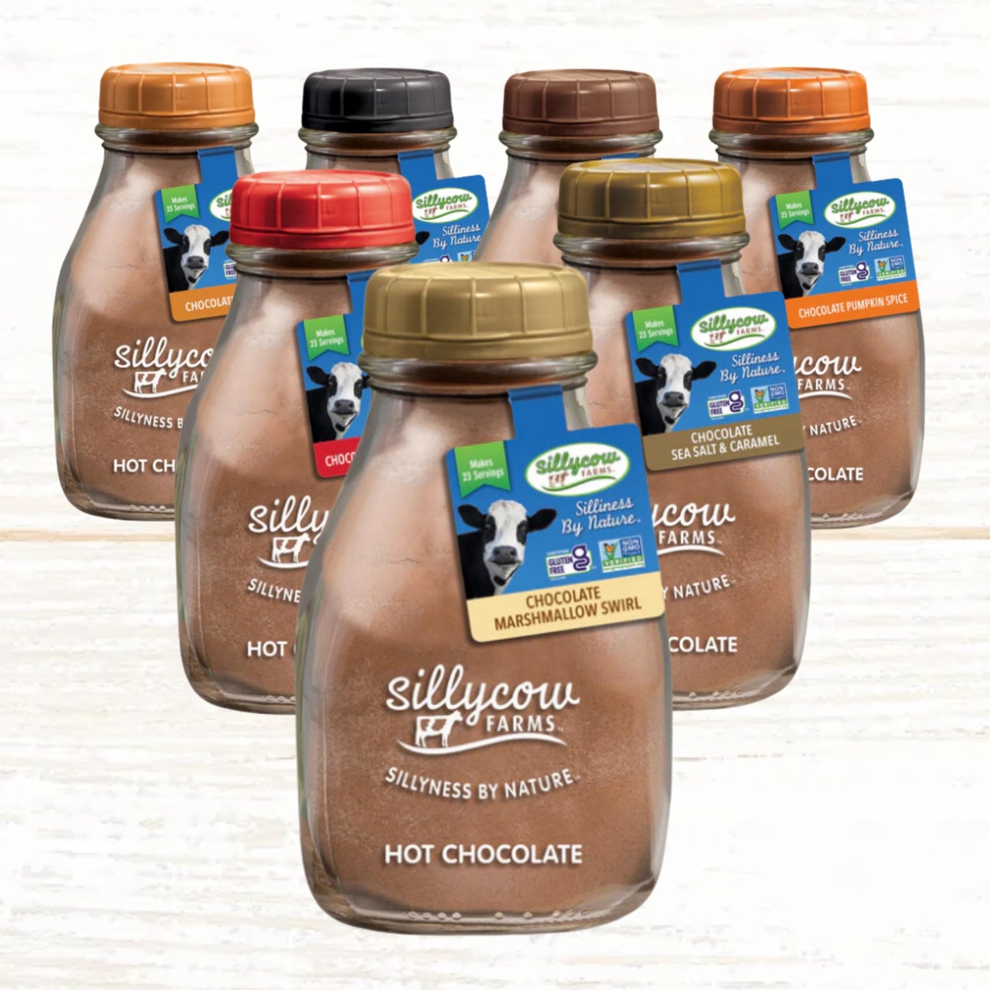 Silly Cow Farms Maple Hot Chocolate Mix, Gluten-Free, Dairy-Free, 1.05 lb (Pack of 3), Brown Glass Bottle