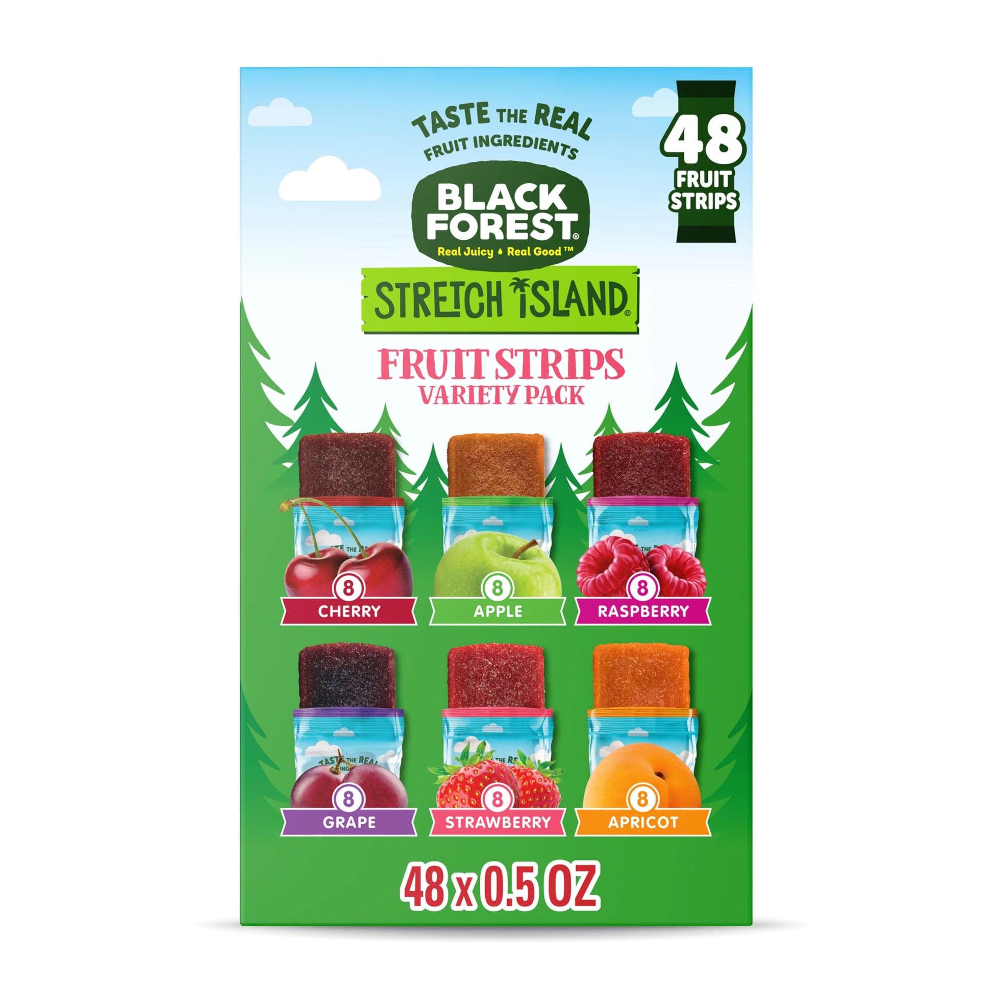 Black Forest Fruit Strips, Assorted Flavors, Zero Added Sugar, 48 Count, Non-GMO