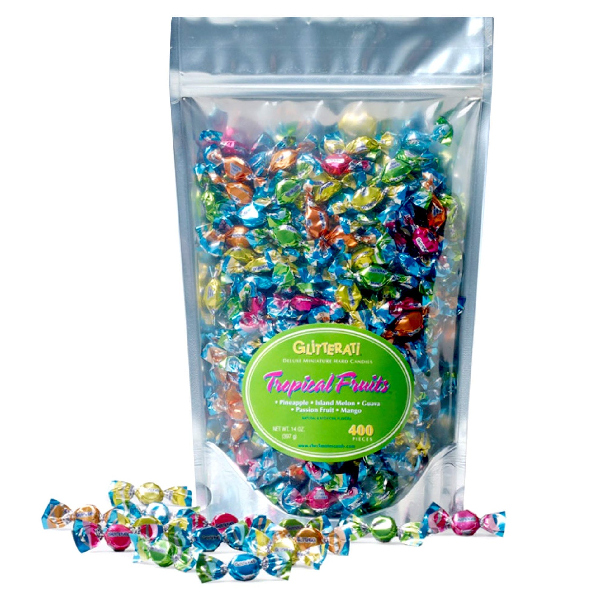 Glitterati Tropical Fruits, Original Italian Miniature Hard Candies, Deluxe Quality, Individually Wrapped, 14Oz (400 Count)