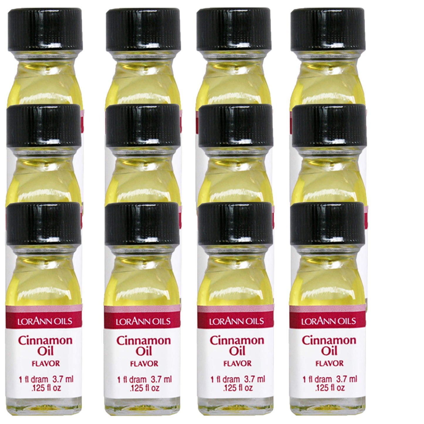 LorAnn Cinnamon Oil Flavor, 1 Dram Bottle (.0125 fl oz) Pack of 12, Clear to Yellow