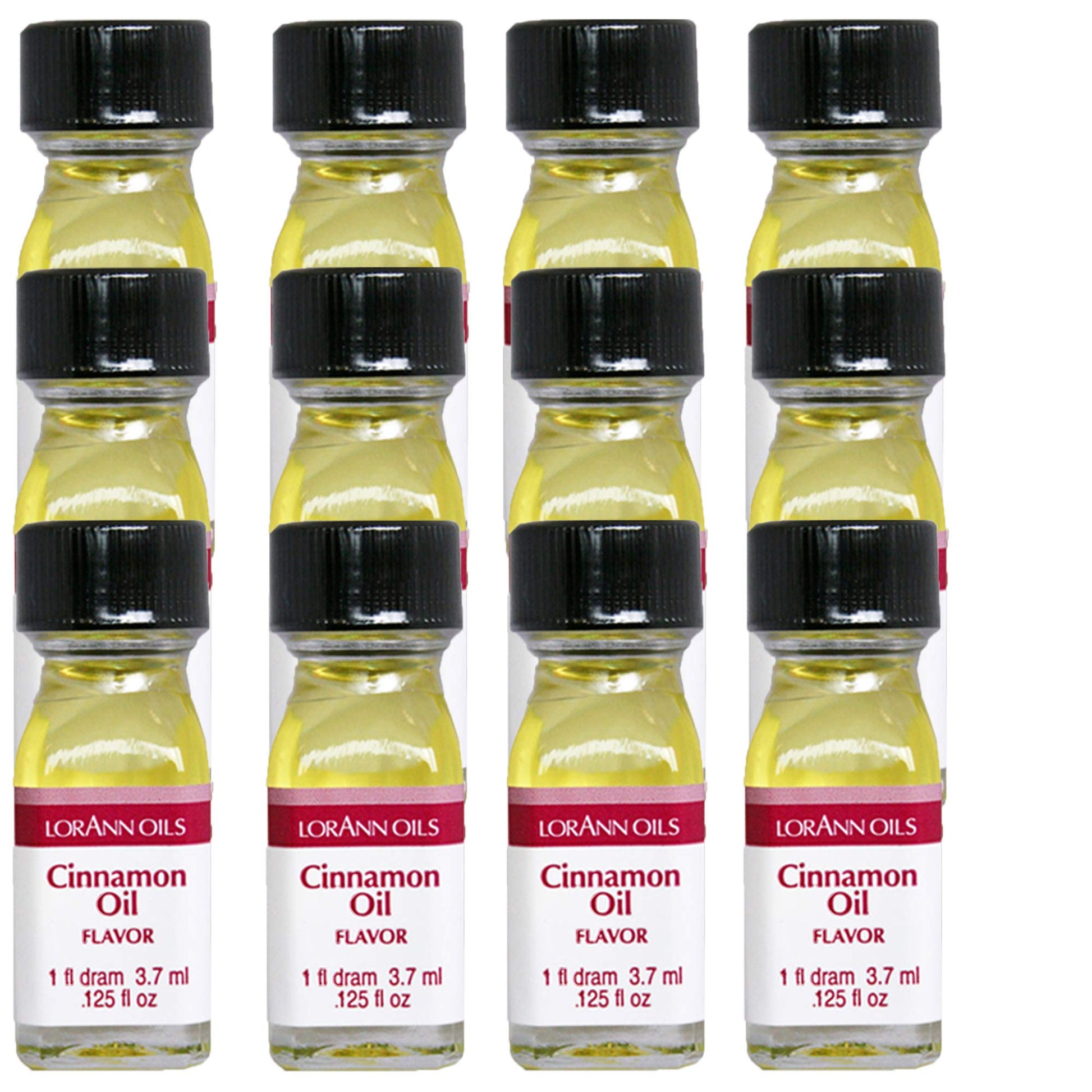 LorAnn Cinnamon Oil Flavor, 1 Dram Bottle (.0125 fl oz) Pack of 12, Clear to Yellow