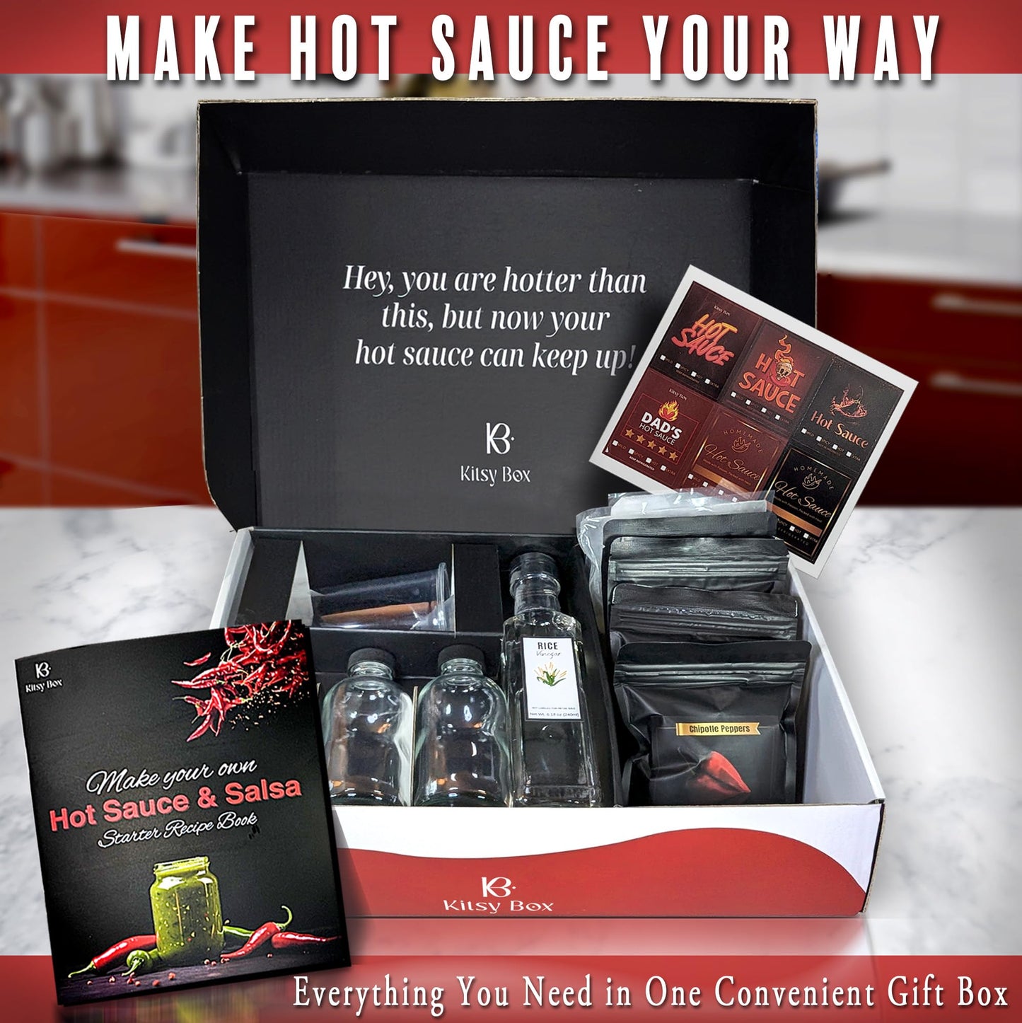 Diy Hot Sauce Making Kit - Gift Set With 4 Types Of Peppers, Including Ghost Pepper - Make Your Own Hot Sauce - Great Gift For D