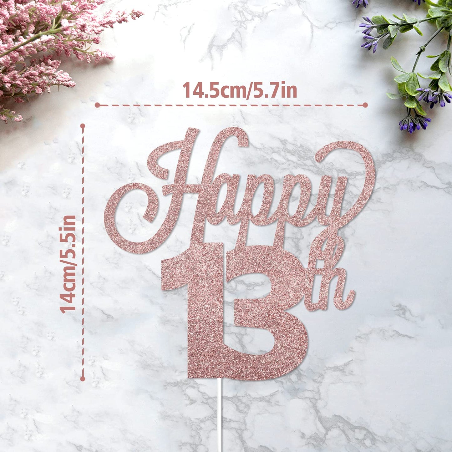 Lingteer Happy 13Th Birthday Cake Topper - Cheers To 13Th Birthday Thirteen Years Old Birthday Party Cake Decorations Sign.