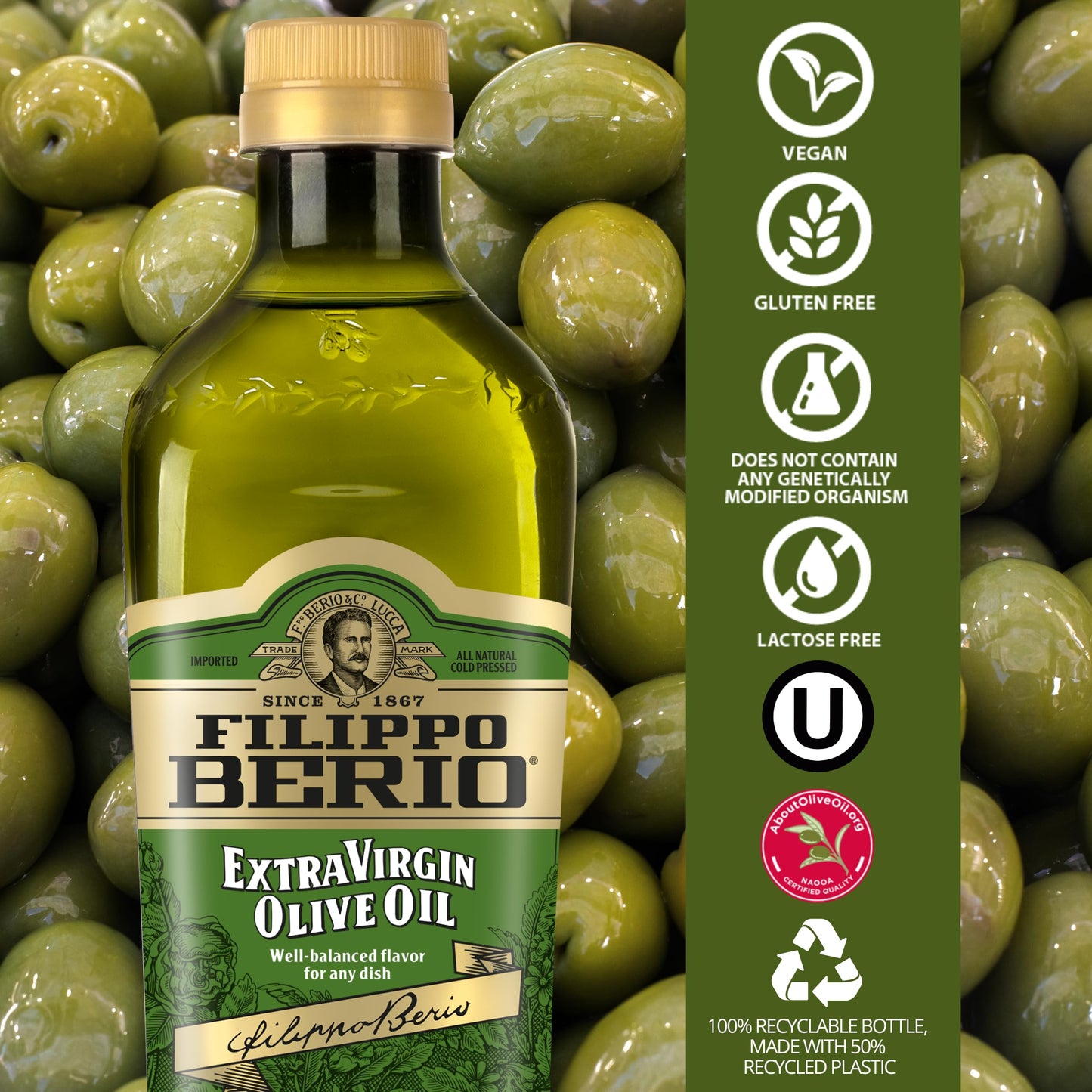 Filippo Berio Extra Virgin Olive Oil, 16.9 Ounce Rpet Bottle
