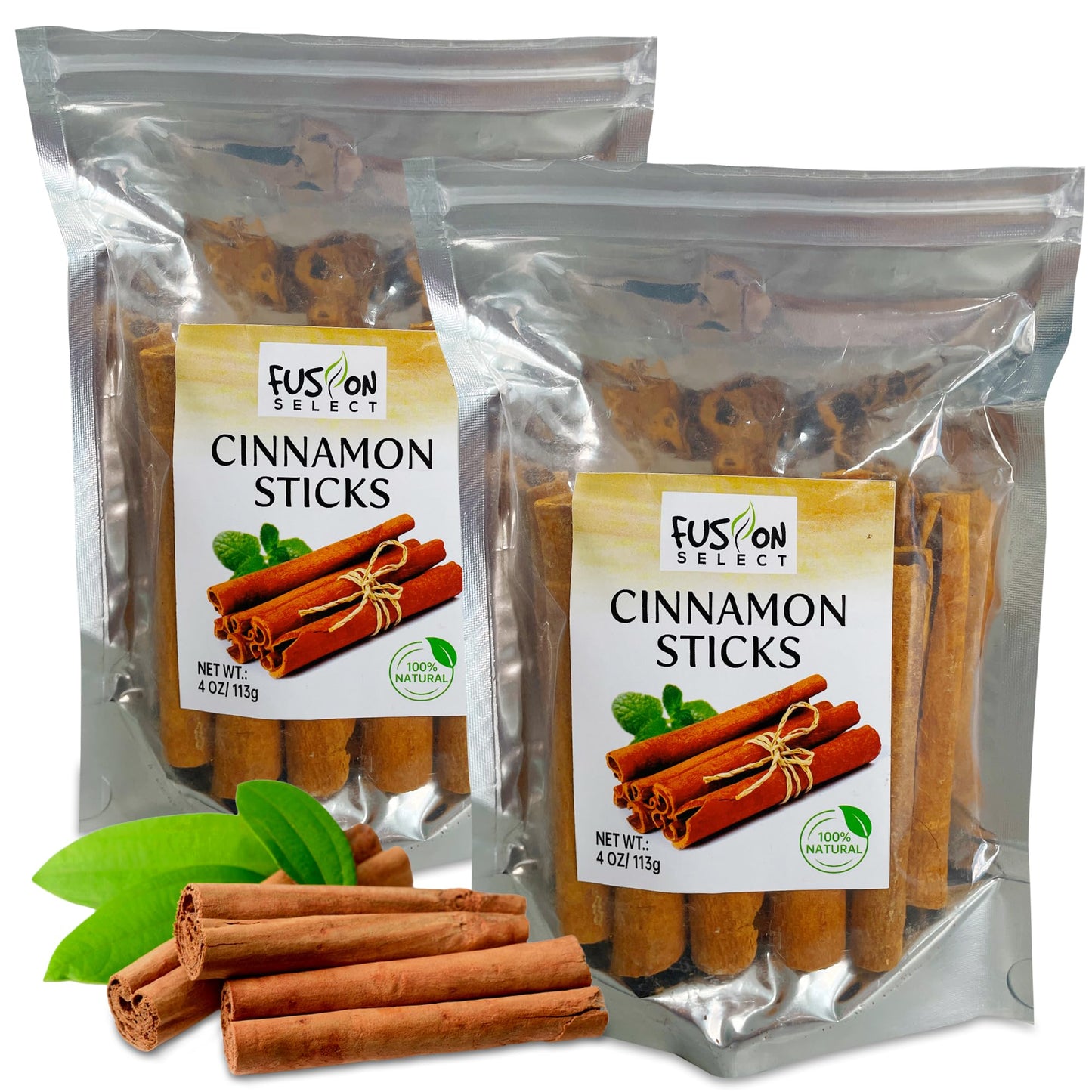 Fusion Select 8 Oz Cinnamon Sticks - Whole Canela Bark Pieces for Asian, Indian, & Middle Eastern Cuisine - Herbs & Spices for B