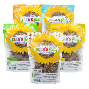 Ellas Flats Variety All Seed Savory Crisps - All Natural, Gluten Free, Good Source Of Protein, High Fiber, Vegan And Keto Friend