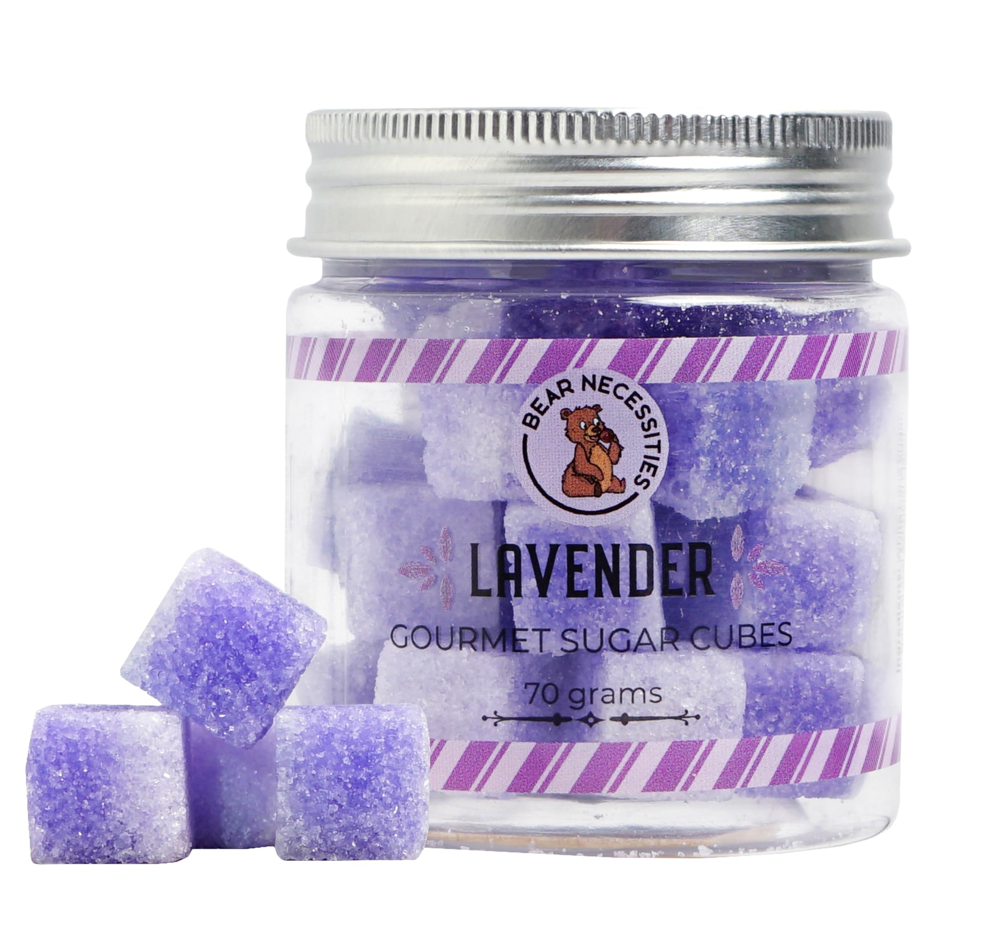 Bear Necessities Gourmet Sugar Cubes – Lavender Infused – 70g Jar – Perfect for Coffee, Tea & Cocktails