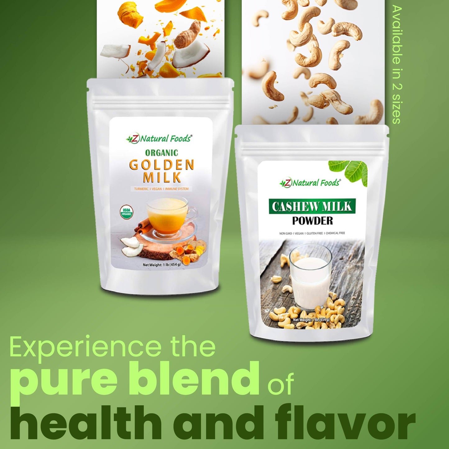Z Natural Foods Organic Golden Milk Powder - Turmeric Superfood Blend, Mix In Coffee, Tea, Lattes, Smoothies Recipes - Non Gmo,