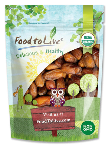 Food to Live Organic Deglet Noor Dates, 1 Pound - Pitted, Non-GMO, Soft & Juicy, Unsulfured, Raw, Dried Fruit, No Sugar Added, V