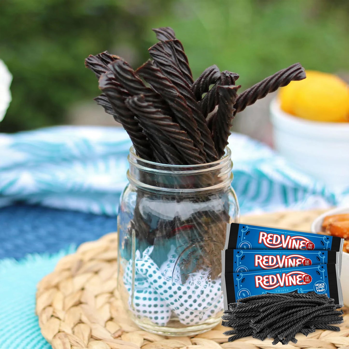 Redvines Black Licorice Twists Chewy Candy, 3 Pack, Original Fat Free Licorice, Soft Black Licorice Flavor Candy Movie Tray, Bul