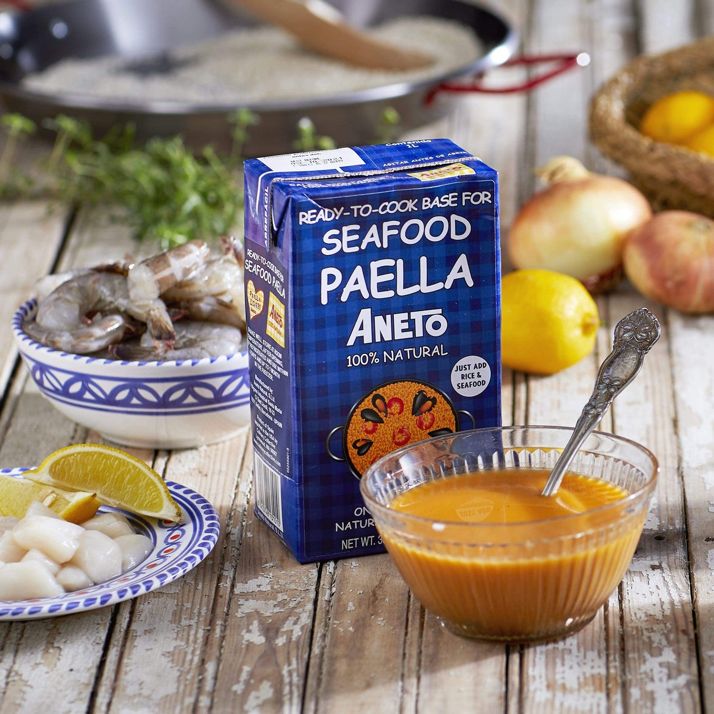 Aneto Seafood Paella Cooking Base Broth, 33.83 Fluid Ounce (3 Pack)