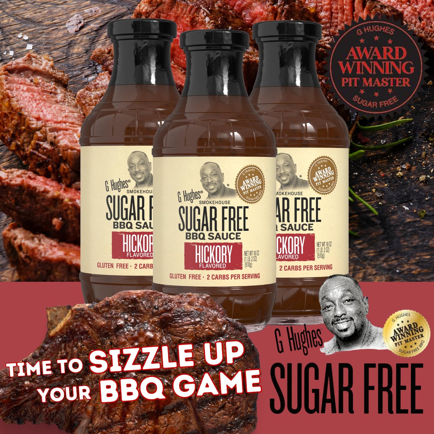 G Hughes Sugar Free Hickory Bbq Sauce 18 Oz (3 Pack)