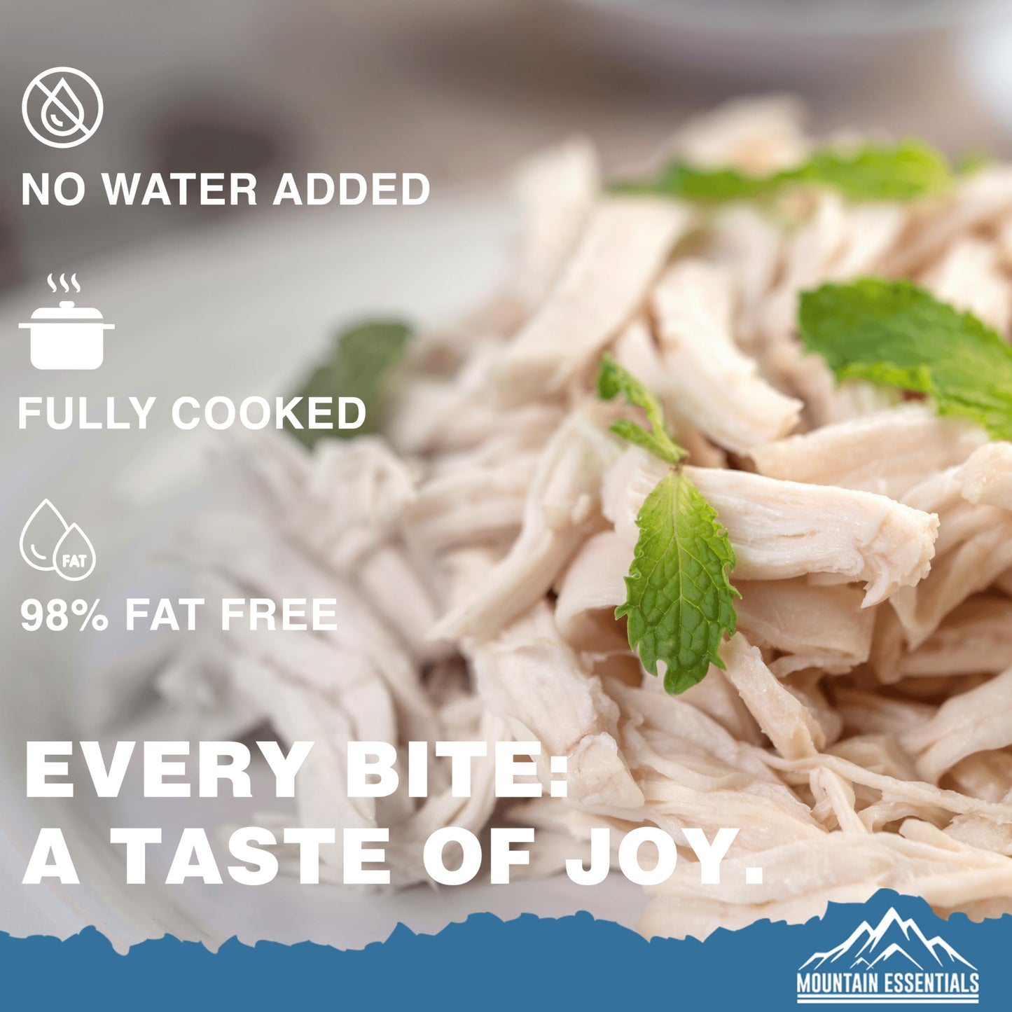 Mountain Essentials All Natural Fully Cooked Chicken 28 Oz Recipe Ready Canned Meat No Water Added | No Carbs | No Preservatives