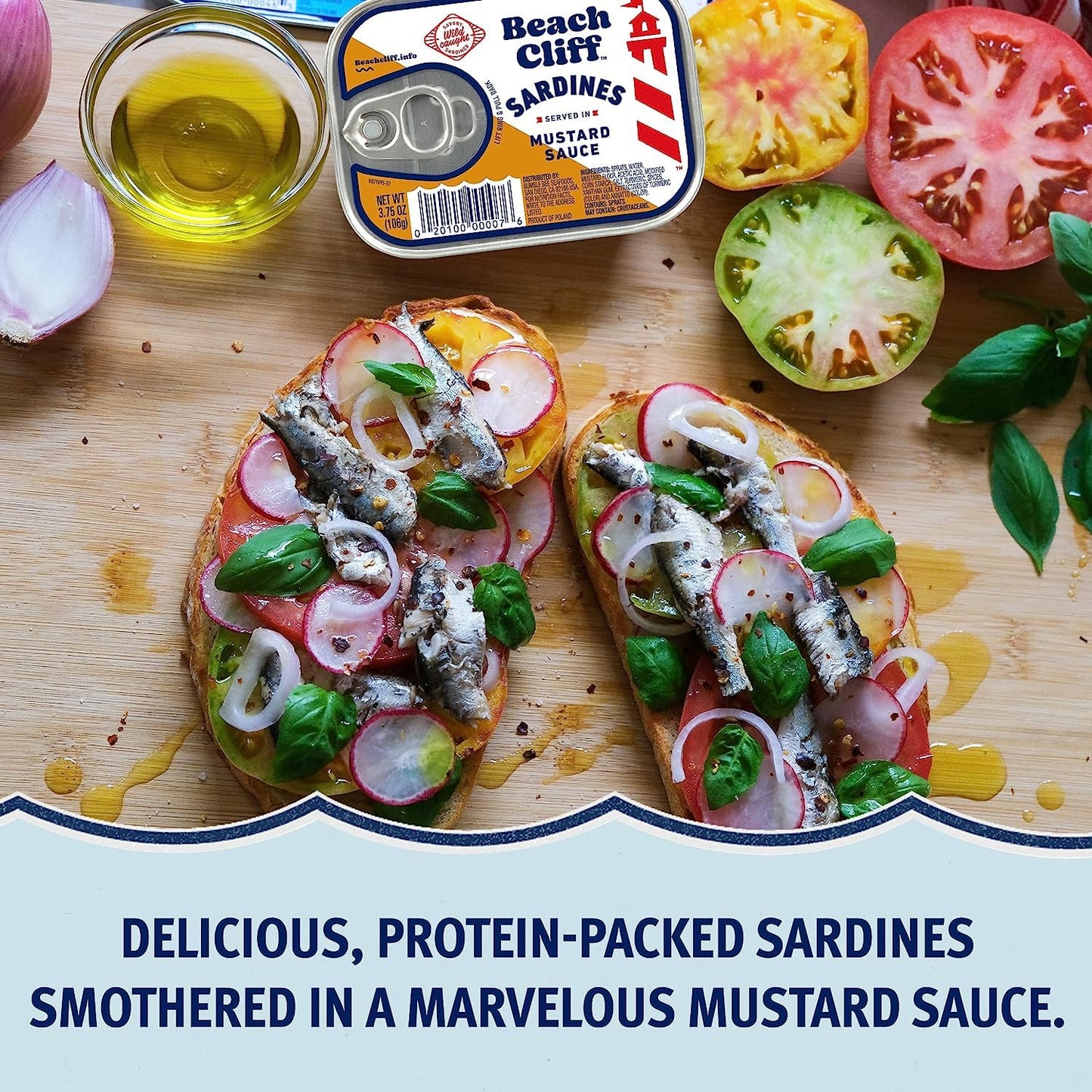 Beach Cliff Wild Caught Sardines In Mustard Sauce, 3.75 Oz Can - 18G Protein Per Serving - Gluten Free, Keto Friendly - Great Fo