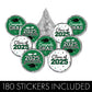 Green Graduation Party Stickers For Kisses Candy, Chocolate Drops, 2025 Grad Party Favors - 180 Count