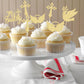 Gyufise Cupcake Toppers - 24Pcs Dove Cross Decorations for Baptism & Baby Shower - Gold Paper