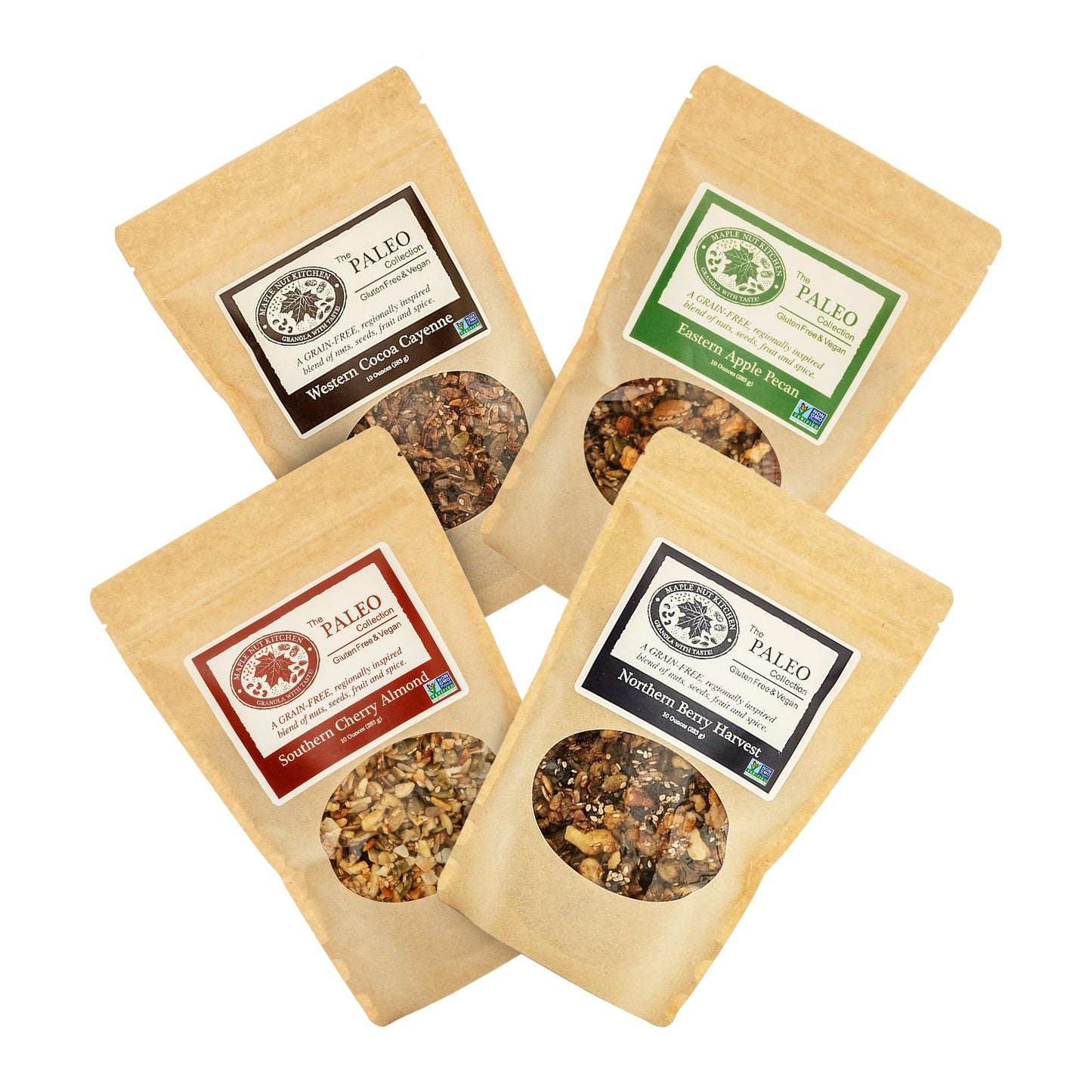 Maple Nut Kitchen Paleo Granola Variety Pack - High Protein, Gluten-Free, Vegan - Southern Cherry Almond, Northern Berry Harvest