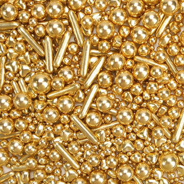 Dazzjoy Edible Gold Pearl Heart Rods Sprinkles, 130G/4.58Oz, Mix Size, Gold Pearl Sprinkles For Cupcake Decorating, Cupcake Topp