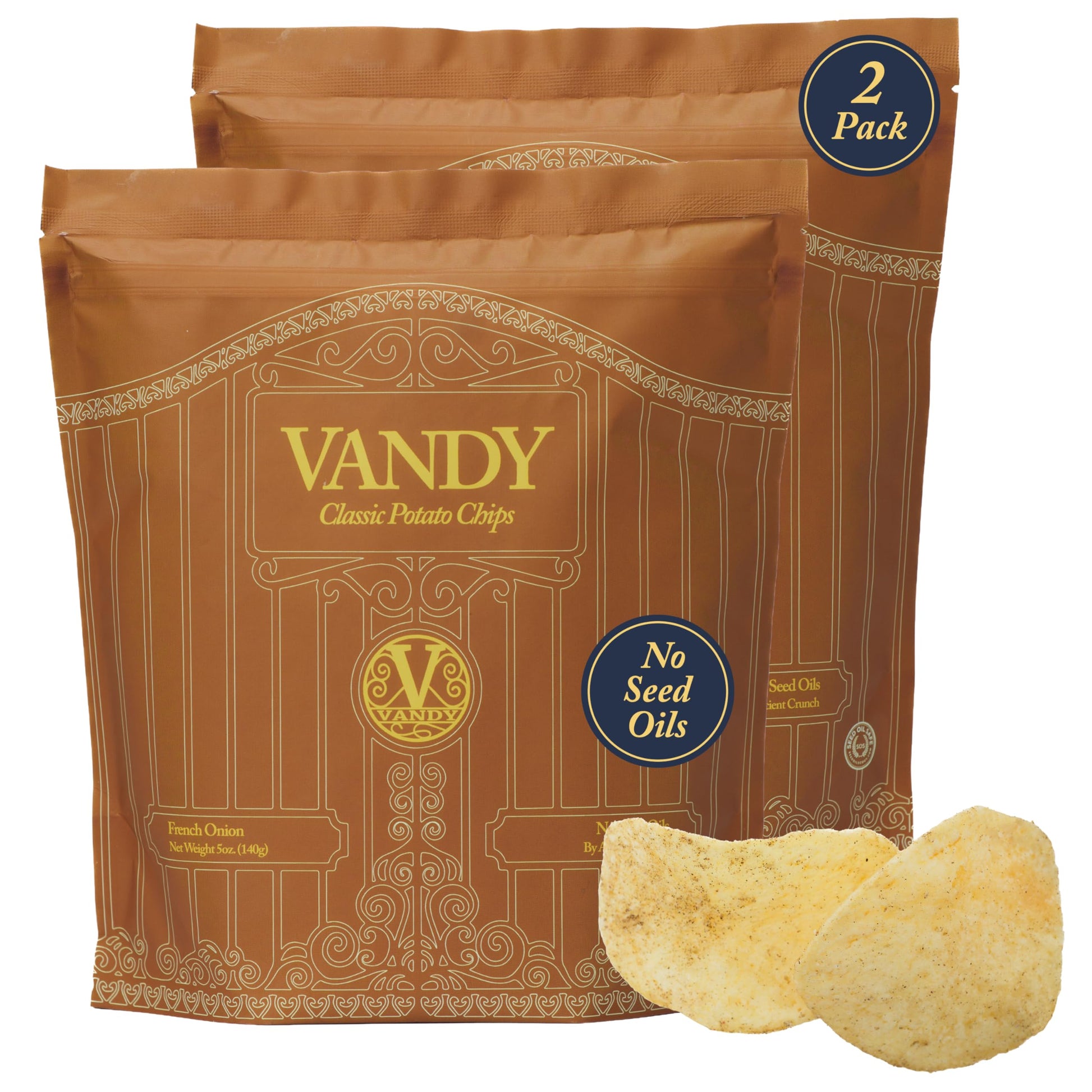 Vandy Crisps Potato Chips - Seed Oil Free Snacks - Gluten Free Potato Chip - Made with Potatoes, Grass-Fed Beef Tallow, Sea Salt