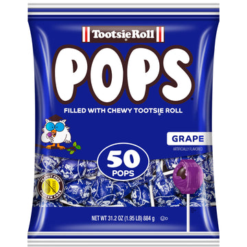 Tootsie Pops Single Flavor Bag - Grape Flavored Lollipops With Chocolatey Center - Individually Wrapped Hard Candy - Blue Candy