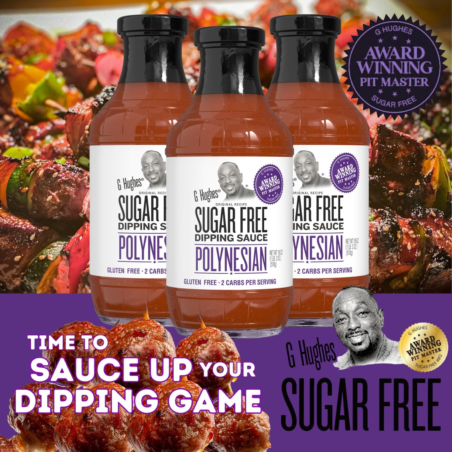 G Hughes Sugar Free, Polynesian Sauce - Sugar Free Dipping Sauce, G Hughes Sugar Free Sauces, Gluten-Free Bbq Sauce, Low Carb Sauce, Vegetarian Sauces, G Hughes Bbq Sauces- 18 Oz (3-Pack)