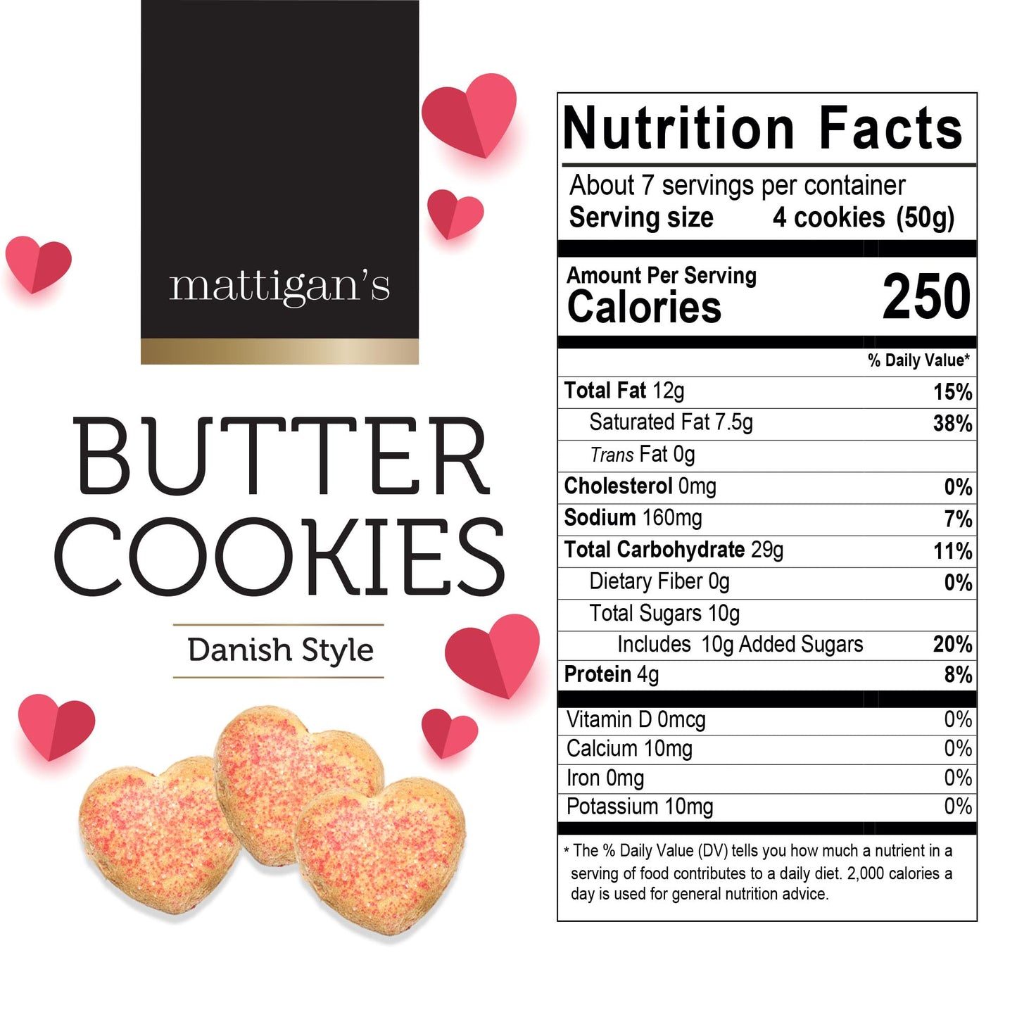 Mattigans Pink Heart Butter Cookies Danish Style Cookie, 12 Oz Tin 2-Pack, Gourmet Gifts For Birthday, Special Occasions, Assorted Cookie Dessert Sweets, Two Reusable Metal Tin